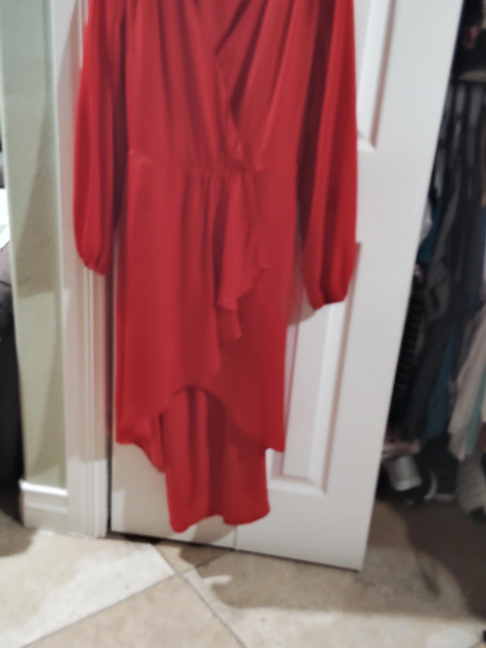 Red Wrap-Front High-Low Dress